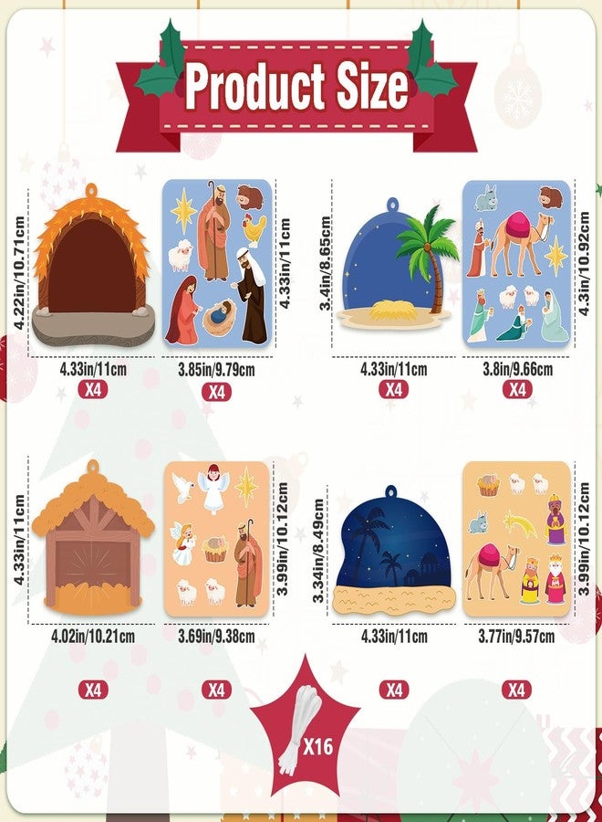 VABAMNA Christmas Nativity Ornament Crafts for Kids - 16 Pack Make Your Own Nativity Scene Ornament Kit with Nativity DIY Craft Stickers Cutouts for Kids Xmas Tree Holiday Classroom Art Activity Party Favors - Image 4